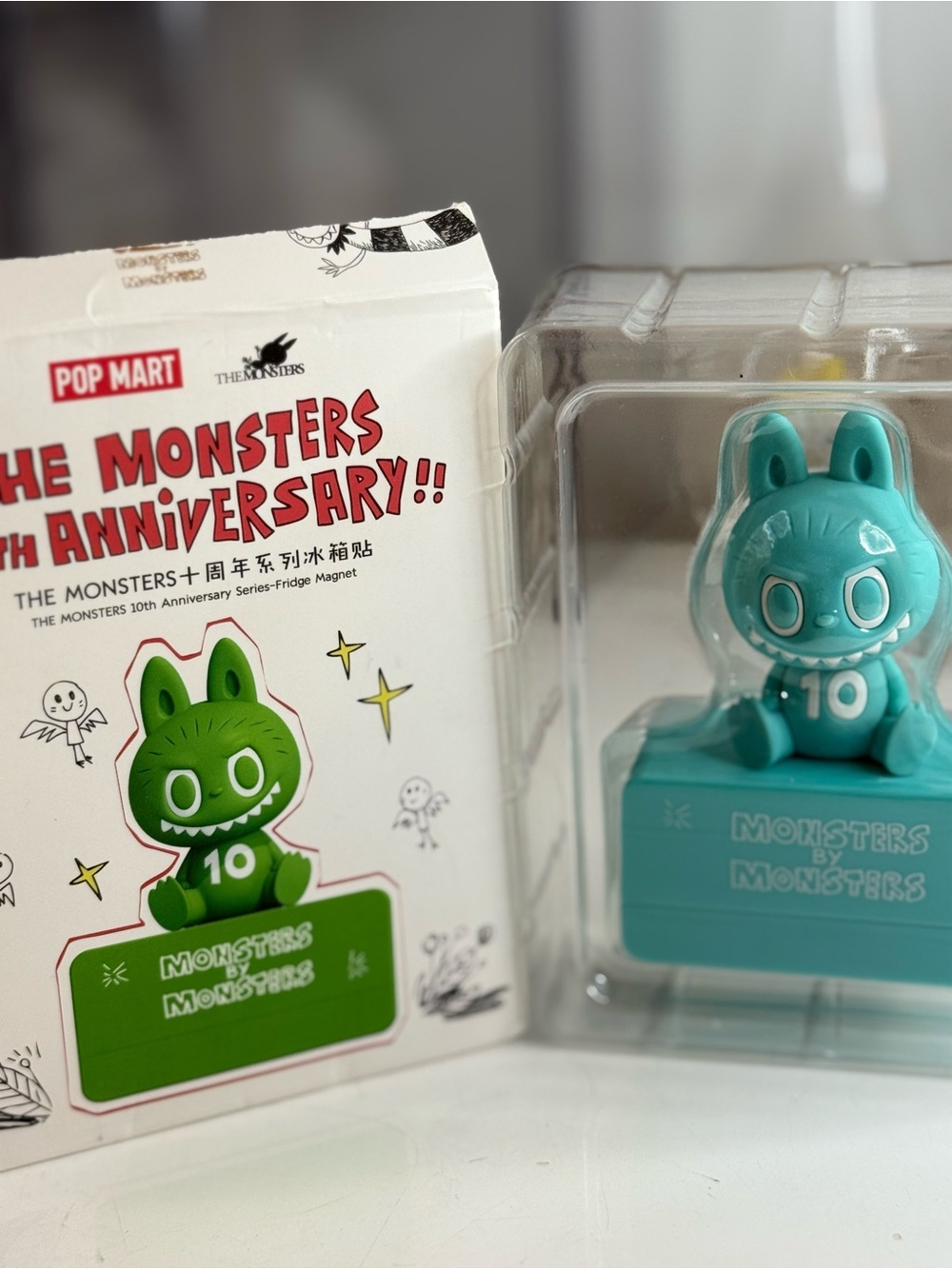 POP MART Monsters 10th Anniversary Teal Bunny Figure Magnet